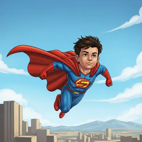 Young Superhero Boy in Vibrant Comic Art