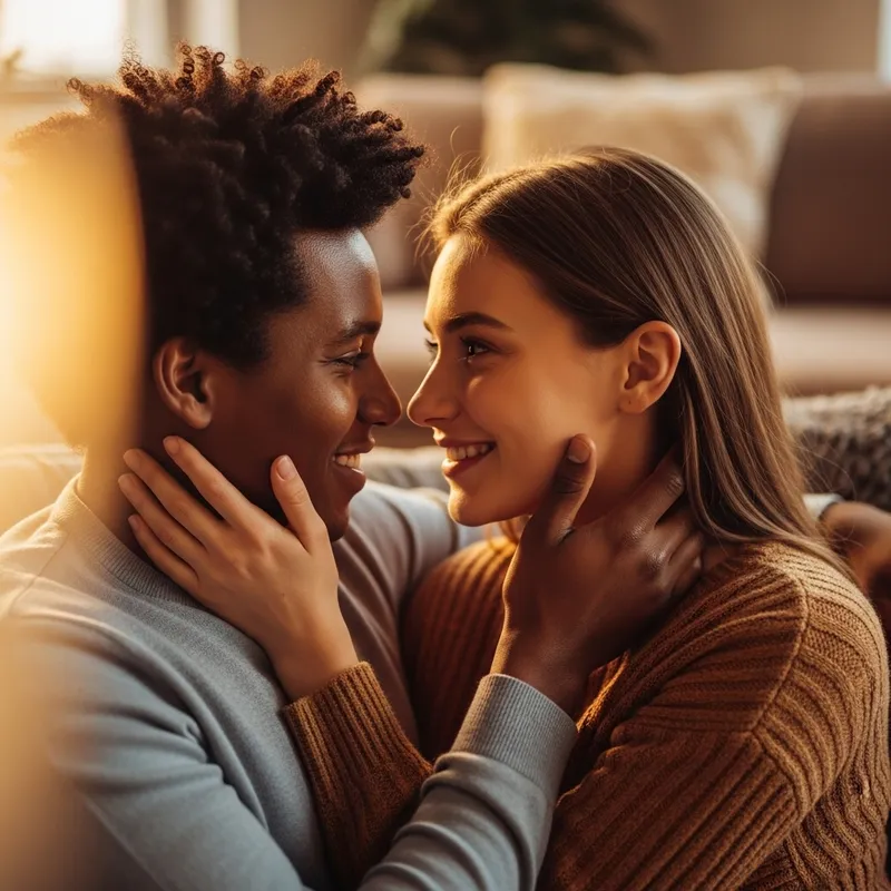 Loving Couple in Cozy Living Room | Expressions of Love, Romantic Atmosphere