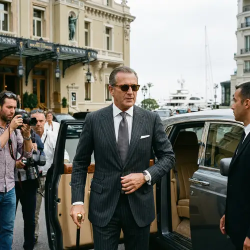 Successful Man in Designer Suit and Sunglasses