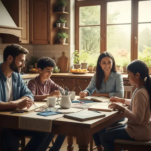 Cozy Family Time: Kitchen Moments with Diverse Family