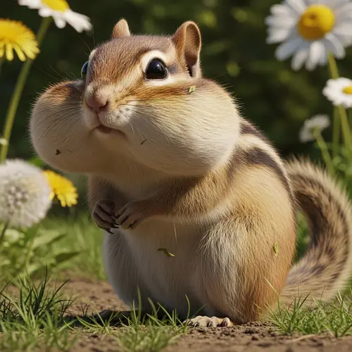 Charming Chipmunk with Large Hindquarters - Whimsical Pose