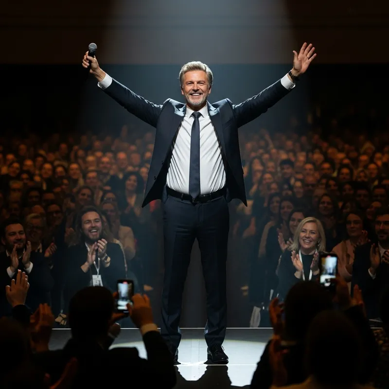 Victorious Jay Powell: Professional Man's Inspiring Pose