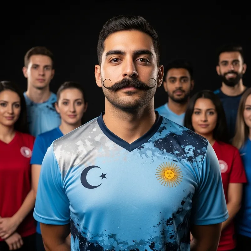 Unrivalled Hispanic Foosball Victor with Epic Mustache