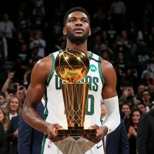 Jayson Tatum Holding Larry O'Brien Trophy - Victory Moment