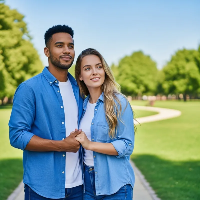Happy Young Couple Enjoying Nature Together