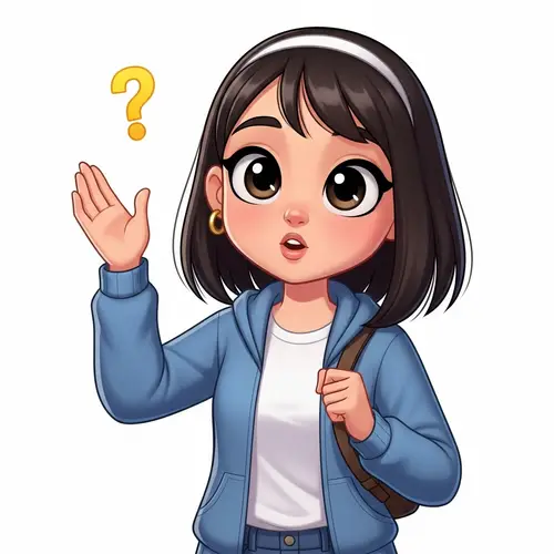 Curious Teen Girl Asking a Question | Bright Cartoon Image