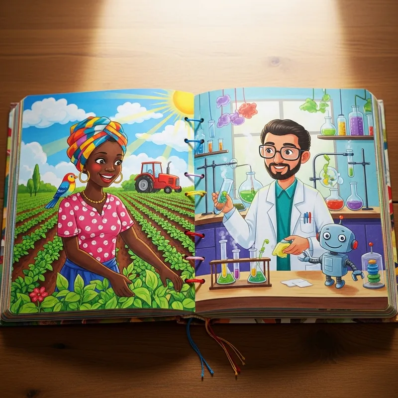 Vibrant Picture Book: African Woman Farmer and Middle Eastern Scientist