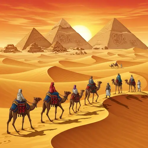 Ancient Egypt Pyramids at Sunset: Mysteries Amidst the Sands