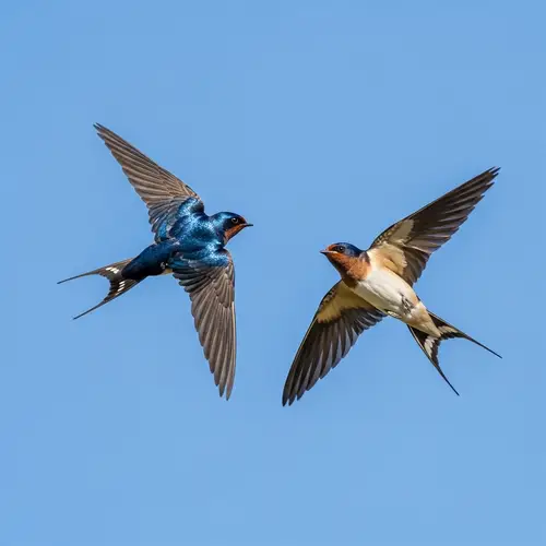 Graceful Swallows Soaring in the Clear Sky