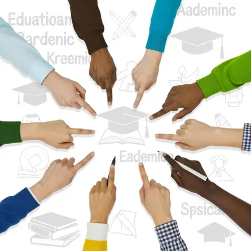 Student Engagement Symbolized | Diverse Hands & Learning Environment