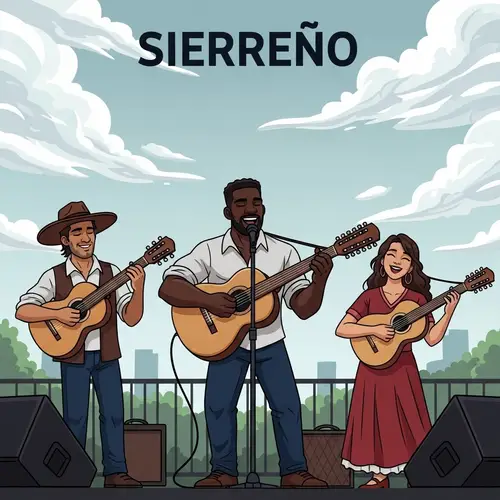 Cartoon-Style Sierreño Musical Group Illustration