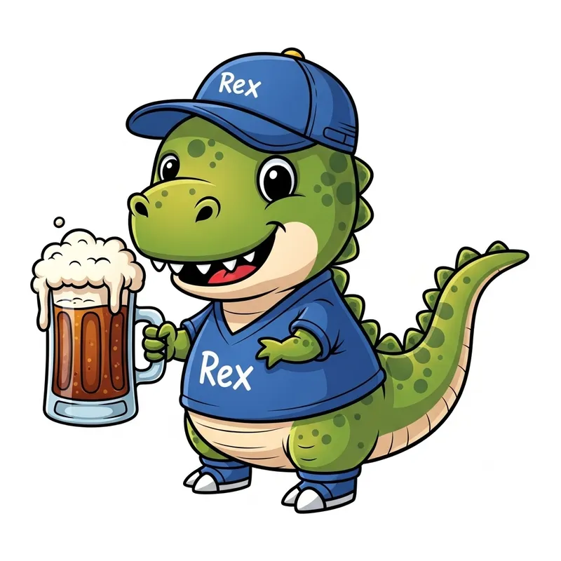Cute Cartoon Rex with Frothy Root Beer
