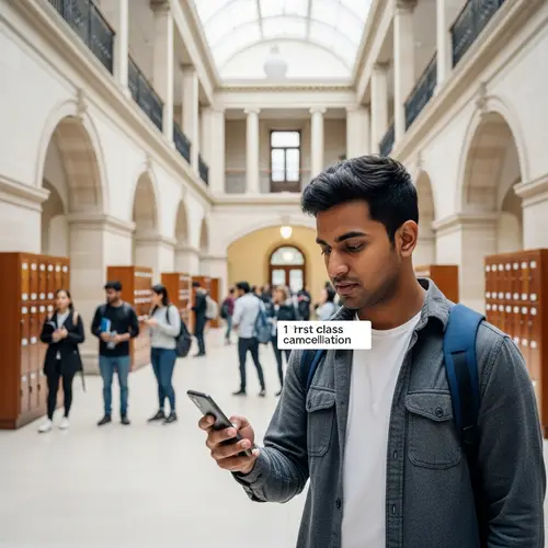 University Student Receives Class Cancellation Notification