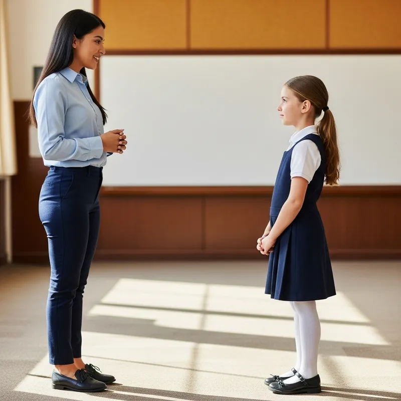 Hispanic Teacher and Student in Classroom