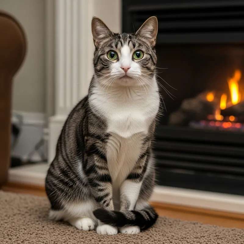 Majestic Cat with Striking Green Eyes | Cozy Home Decor Majestic Cat with Striking Green Eyes | Cozy Home Decor