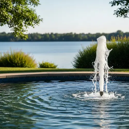 Tranquil Water and Wellness Oasis - Serene Lake, Waves, and Fountain