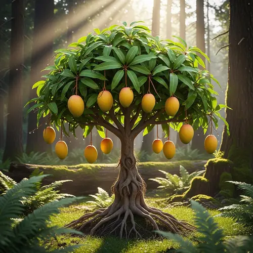 Miniature Mango Tree with Ripe Yellow Fruits