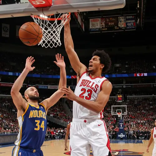 Tall Basketball Player Slam Dunking in NBA Game