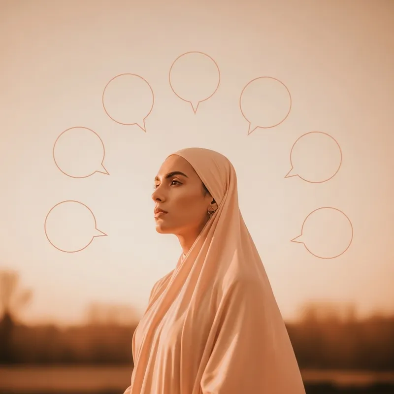 Glamour Shot: Individual Surrounded by Speech Bubbles