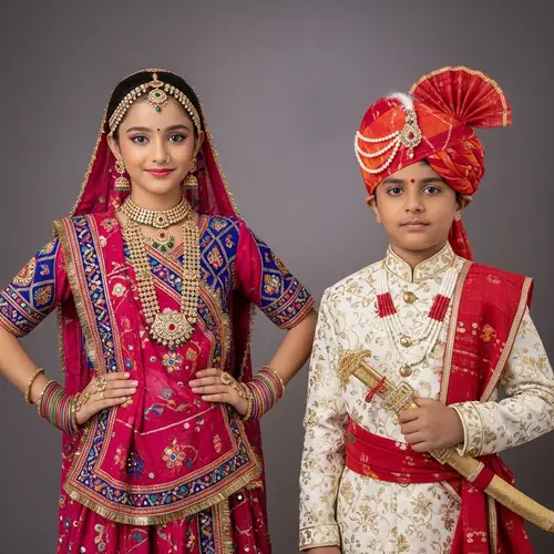 Rajasthani Poshak Girl and Traditional Boy - Cultural Elegance