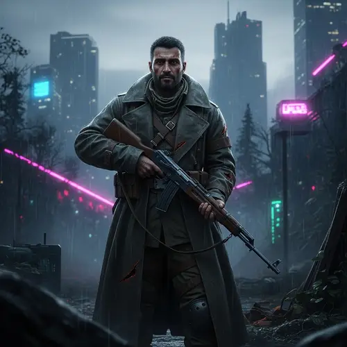 Post-Apocalyptic Military Scene: Cyberpunk Forest