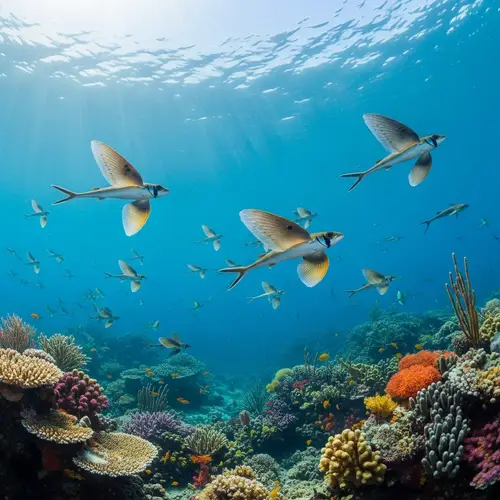 Flying Fish Underwater Scene | Marine Bioluminescent Creatures