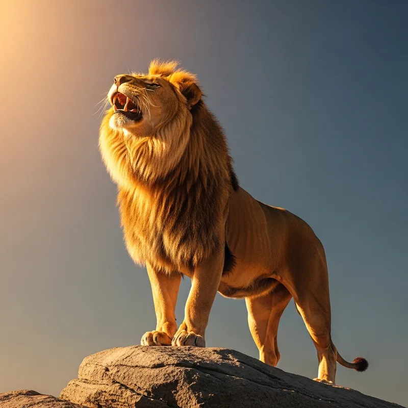 Golden Lion Roaring - Majestic Wildlife Moment
