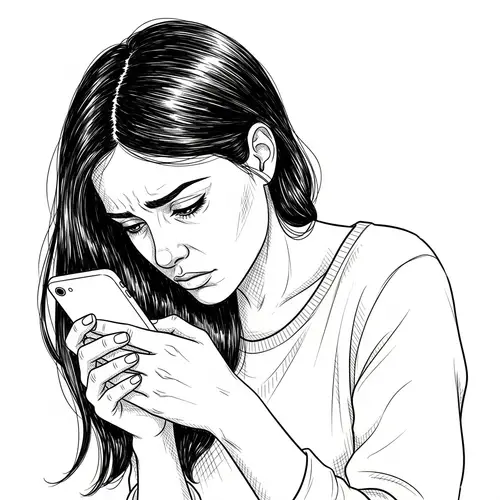 Caucasian Woman Expressing Profound Sorrow with Mobile Phone