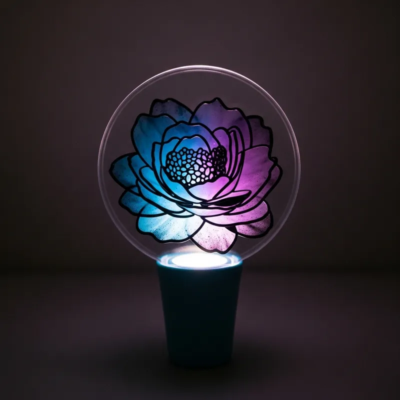 Dreamy Glow: Blue, Black & Purple Lightstick with Flower Pattern