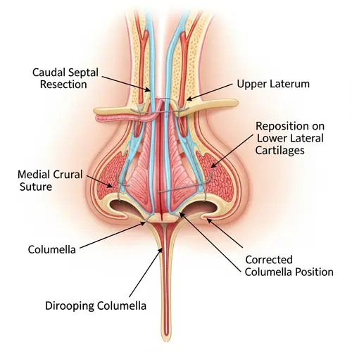 Nose Surgery for Drooping Columella - Medical Illustration