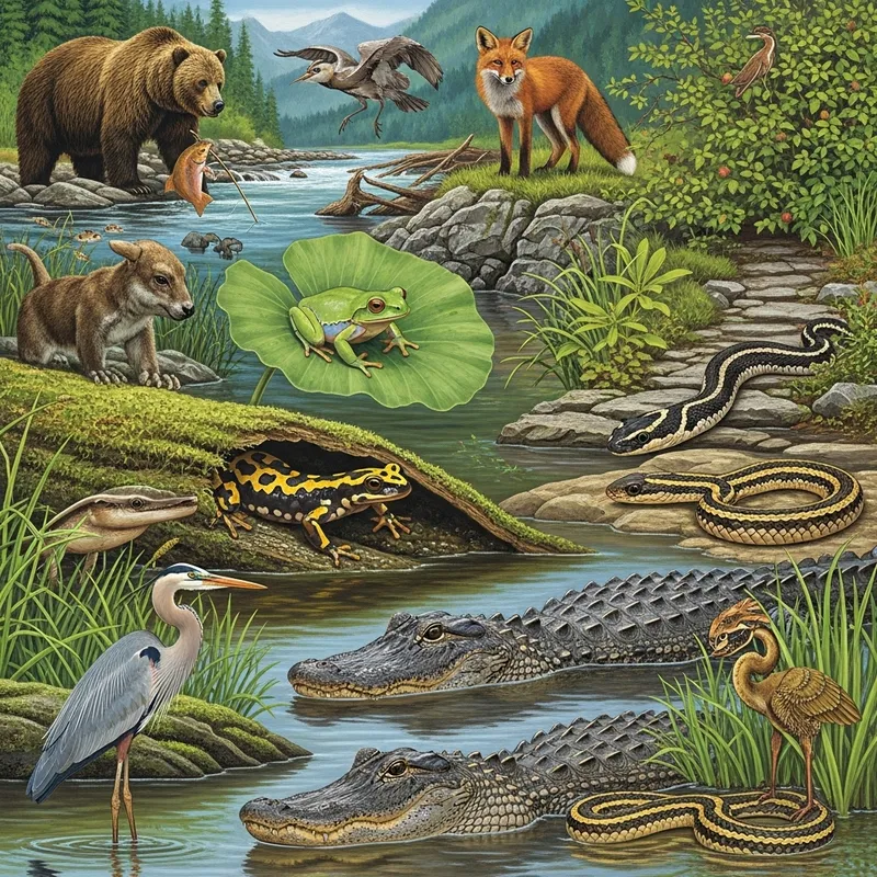 10 Diverse Animals Across Mammals, Amphibians, Reptiles, Birds and Fish