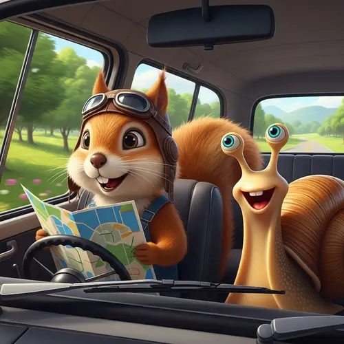 Cheerful Squirrel and Snail Road Trip Adventure | Vintage Van Fun