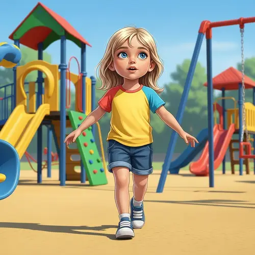 Maddy - White Girl with Blue Eyes and Blonde Hair | Playground Illustration