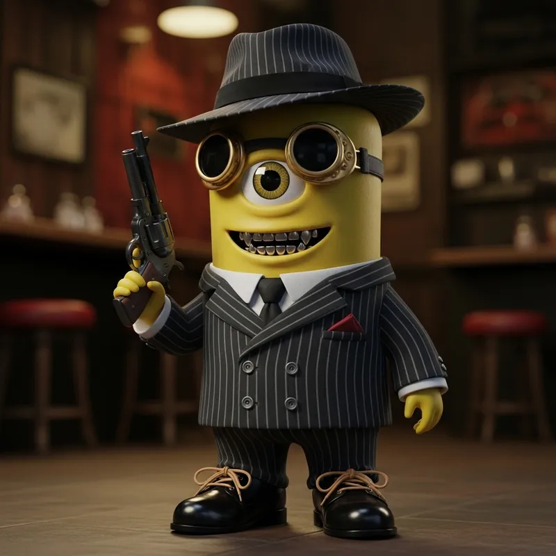 1920s Gangster Minion Figure in Pinstriped Suit | Collectible Decor