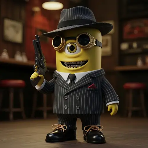 1920s Gangster Toy Figure in Pinstriped Suit | Playful Miniature Decor