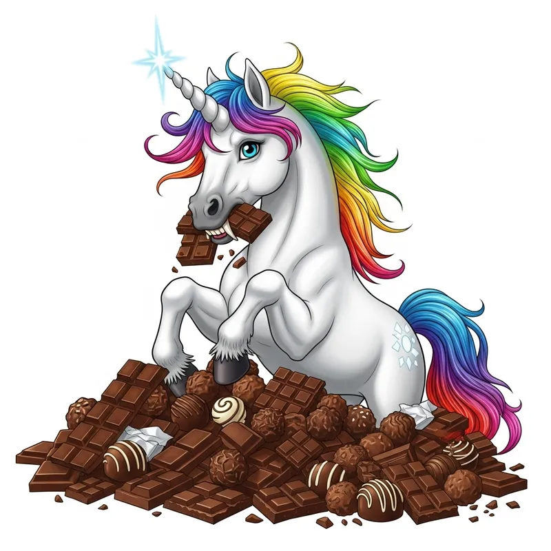 Mischievous Unicorn with Sweet Tooth & Sharp Fangs