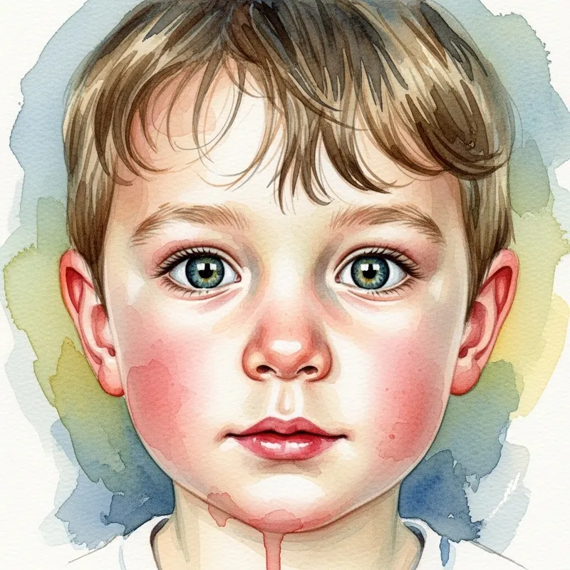 Watercolor Portrait of Young Boy | Child Face Painting