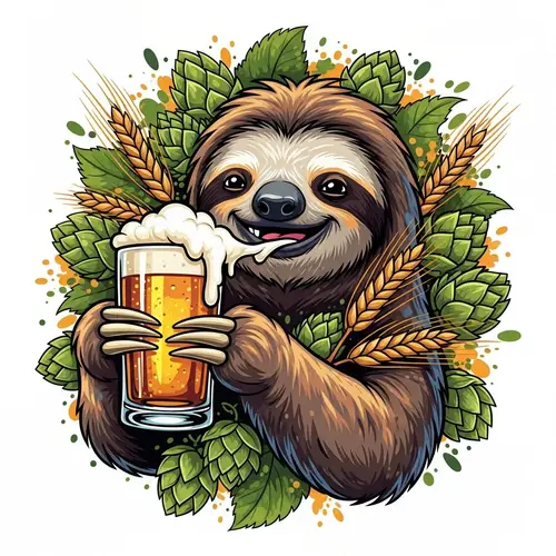 Whimsical Sloth Beer Illustration - Craft Brewery Artwork