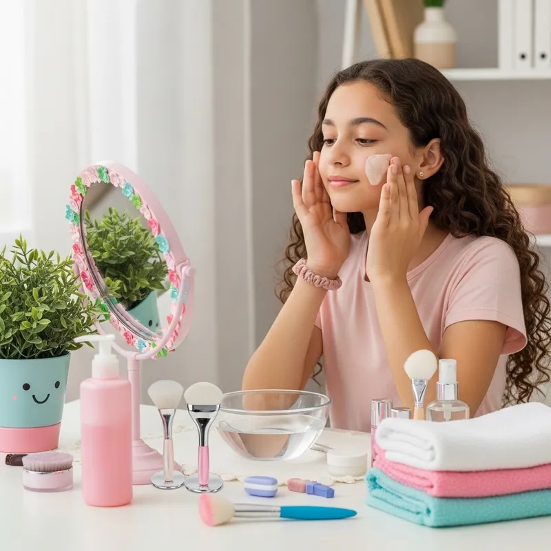 Teenage Girl Skincare Routine at Vanity: Olive Complexion Beauty