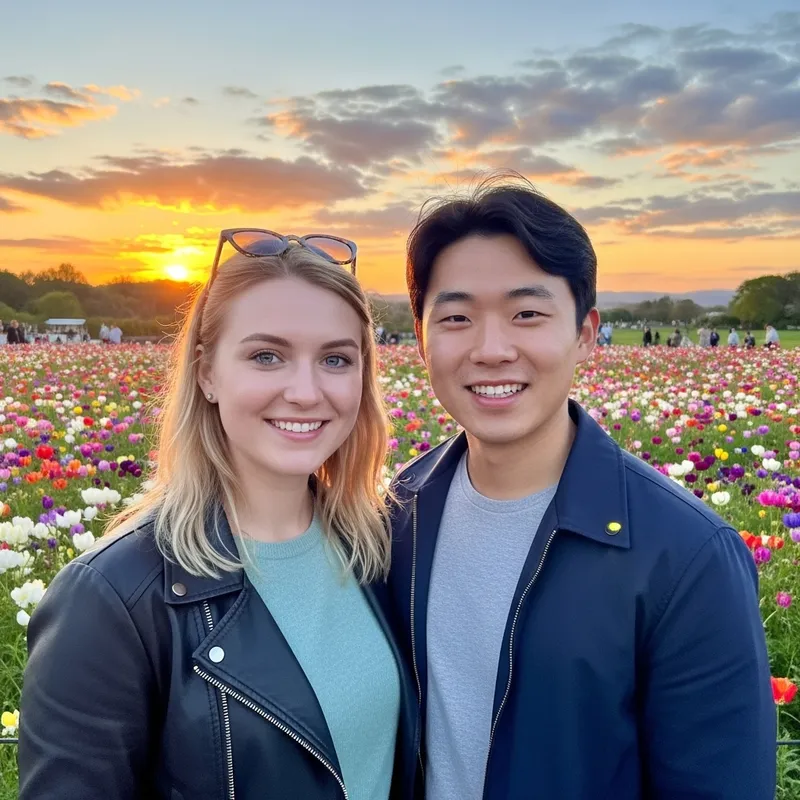 Young Russian Woman & Korean Man in Warm Embrace