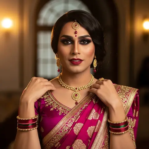 Charming Indian Crossdresser: Embracing Tradition