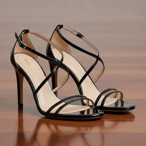 Black High-Heeled Sandals with Thin Heels & Straps