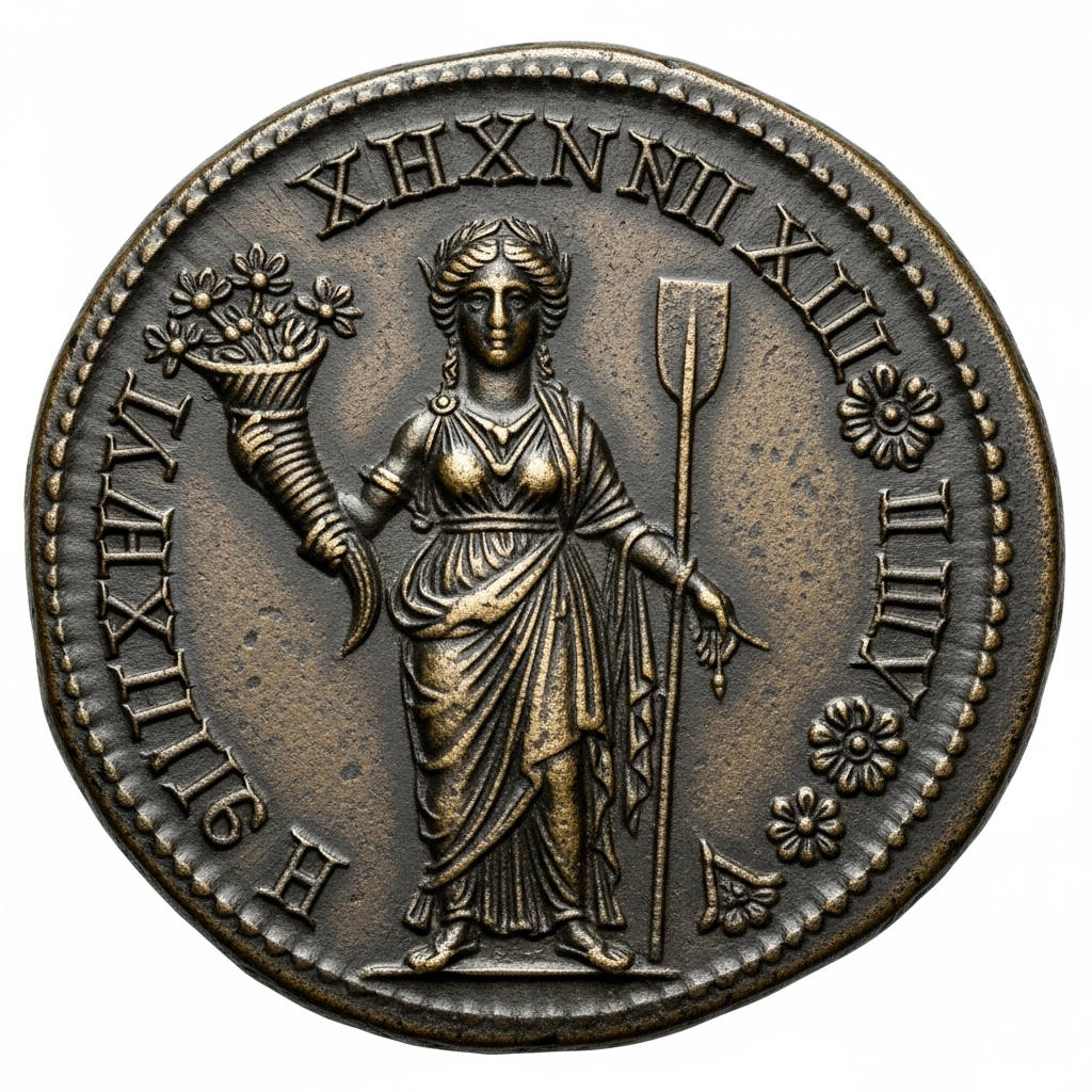 Intricately Detailed Roman Coin Featuring Goddess Fortuna - Rare Bronze  Relic | AI Art Generator | Easy-Peasy.AI