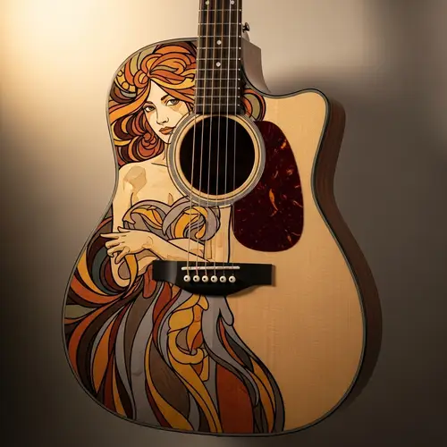 Abstracted Woman Design Acoustic Guitar | Shop Unique Guitars