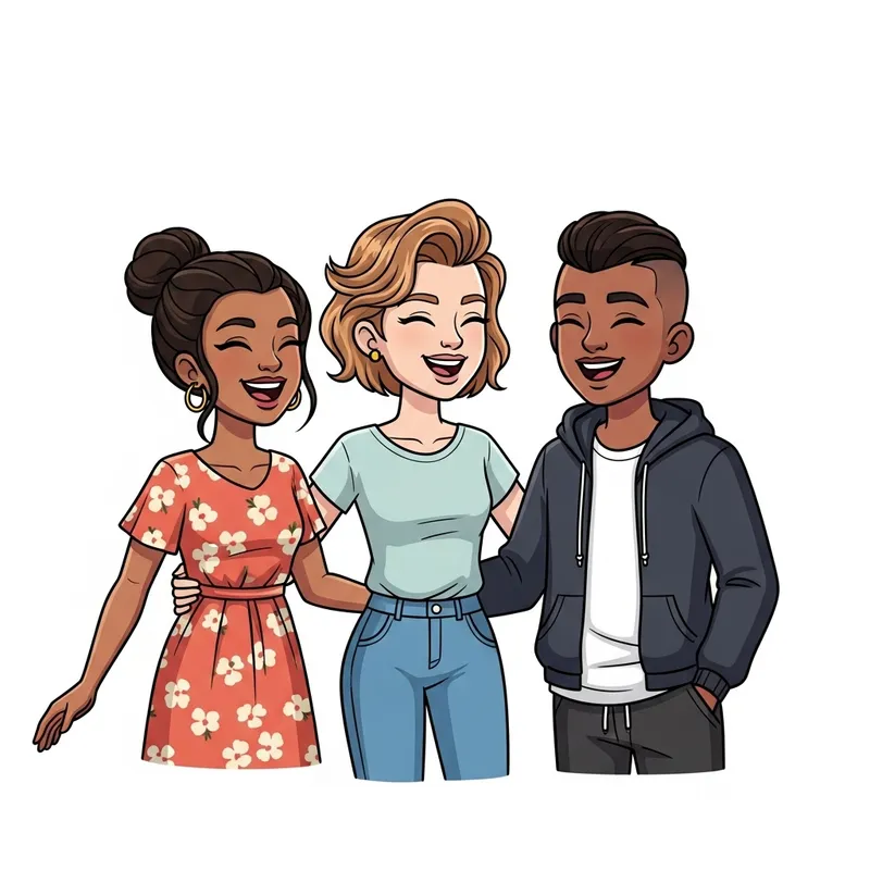 Cartoonify 2 Girls & Guy Friends Image | Multicultural Friendship Fun