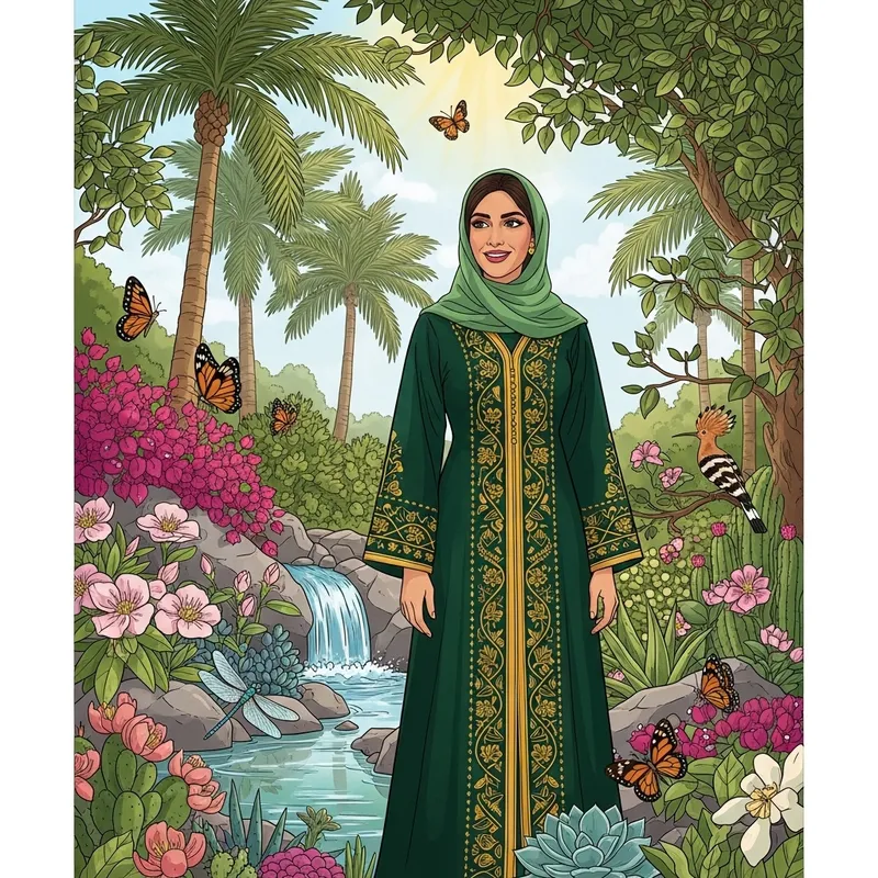 Qatari Woman Celebrating Environmental Stewardship