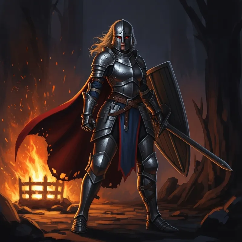 Intense Female Knight Inspired by For Honor in Epic Battle Scene