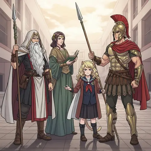 Fantasy Clash of Semi-Divine Figures in High School Universe