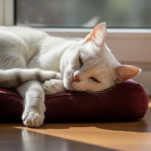 Immaculate Ash Gray Domestic Cat Resting Comfortably