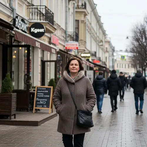 40-Year-Old Russian Woman Enjoying City Life